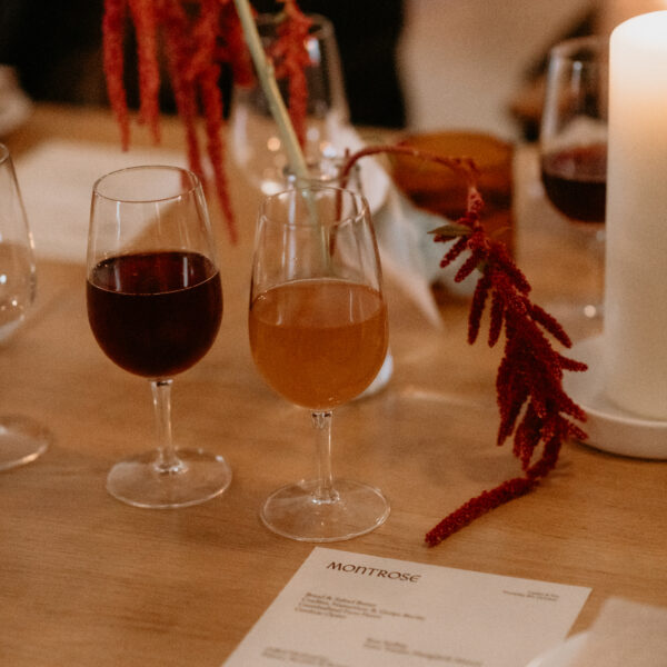 natural wine with sculptural table styling wedding drinks